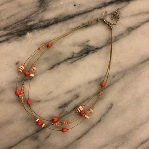 Peach charm necklace